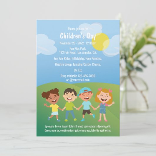 Kindertag Einladung (Stehend Vorderseite)