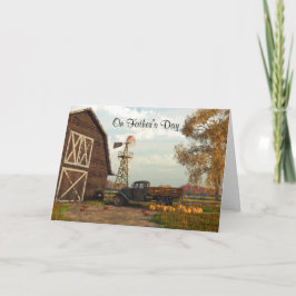 Kindertageskarte des Autumn Farm Scene Vatertag Karte