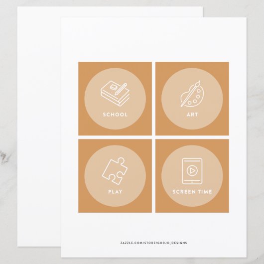 Kindertageskarte Visuelles Schema 2 (Vorne/Hinten)