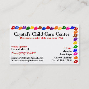 Kindertagesstätten-Kinderbetreuungs-Babysitting Visitenkarte