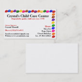 Kindertagesstätten-Kinderbetreuungs-Babysitting Visitenkarte (Vorne/Hinten)