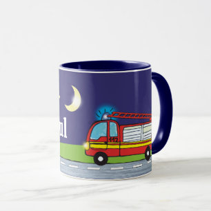 Kindertasse - Feuerwehr Nacht personalisierbare Tasse