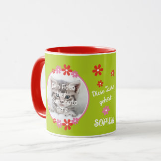 Kindertasse Grün - Blumenumrandung - Foto Tasse