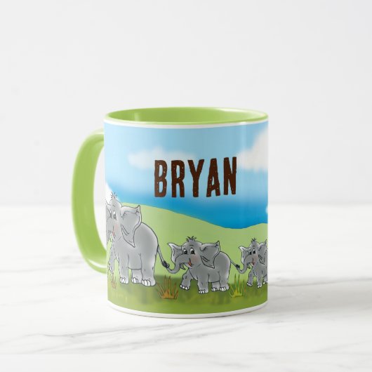 Kindertasse Niedliche Elefanten - Afrika Savanne | Tasse (Vorderseite Links)