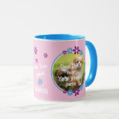 Kindertasse Rosa - Blumenumrandung - Foto Tasse (VorderseiteRechts)