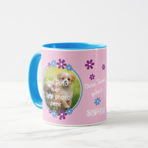 Kindertasse Rosa - Blumenumrandung - Foto Tasse