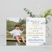 Kindertaufe und 1. Geburtstag Foto Folieneinladung (Stehend vorne)