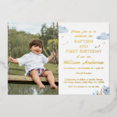 Kindertaufe und 1. Geburtstag Foto Folieneinladung (Vorderseite)