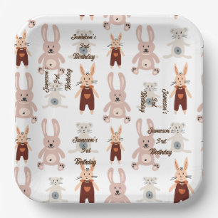 Kinderteddybären Katze Panda Toy Muster Geburtstag Pappteller