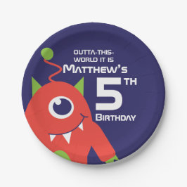 Kinderteller Alien 5. Geburtstag Pappteller