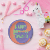 Kinderteller Glückwunsch Geburtstag lila Korallenm Pappteller (Party)