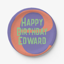 Kinderteller Glückwunsch Geburtstag lila Korallenm Pappteller