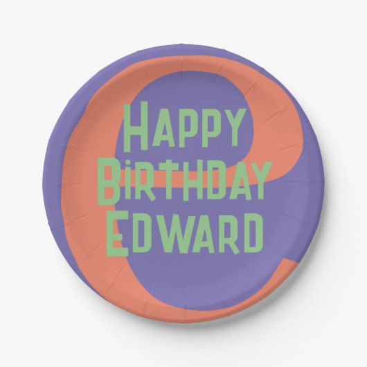 Kinderteller Glückwunsch Geburtstag lila Korallenm Pappteller (Vorderseite)