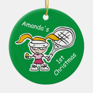 Kindertennis 1. Weihnachten niedlichen Kinder Tenn Keramik Ornament