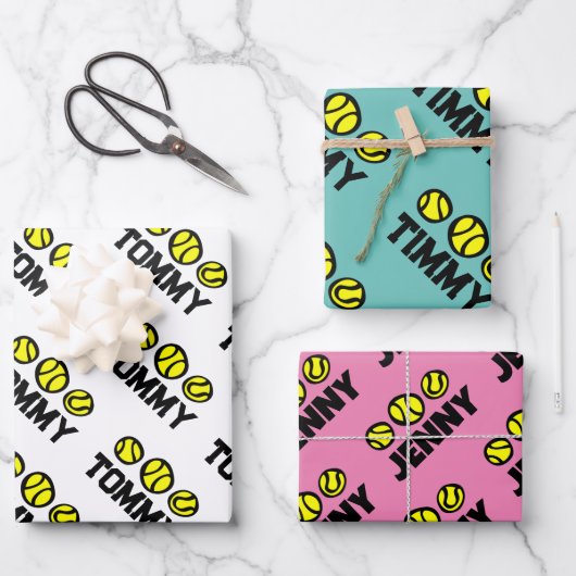 Kindertennis Geburtstagsblatt Geschenkpapier Set (Vorderseite)