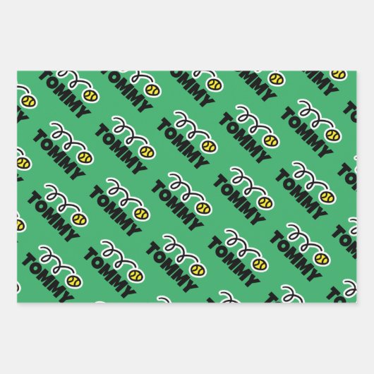 Kindertennis Weihnachtsfarbe Urlaub Geschenkpapier Set (Vorderseite)