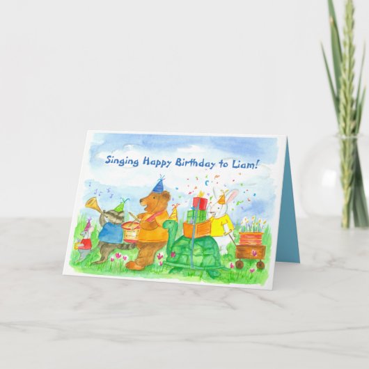 Kindertierparade Geburtstags-Individuelle Name Karte (Vorderseite)
