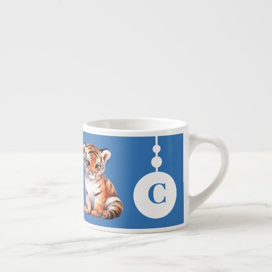 Kindertiger-Tasse personalisierter Name blau Espressotasse (Rechts)