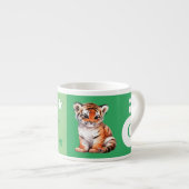 Kindertiger-Tasse personalisierter Name grün Espressotasse (Vorderseite Rechts)
