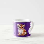 Kindertiger-Tasse personalisierter Name lila Espressotasse (Vorderseite Rechts)