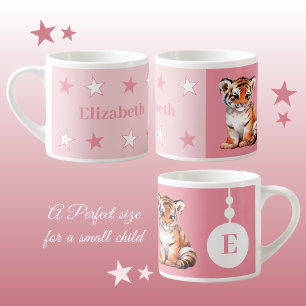 Kindertiger-Tasse personalisierter Name Rosa Espressotasse