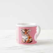 Kindertiger-Tasse personalisierter Name Rosa Espressotasse (Vorderseite Rechts)
