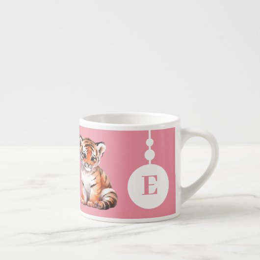Kindertiger-Tasse personalisierter Name Rosa Espressotasse (Rechts)