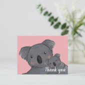 Kindertochter danke koala pink postkarte (Stehend Vorderseite)