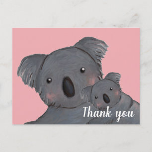 Kindertochter danke koala pink postkarte