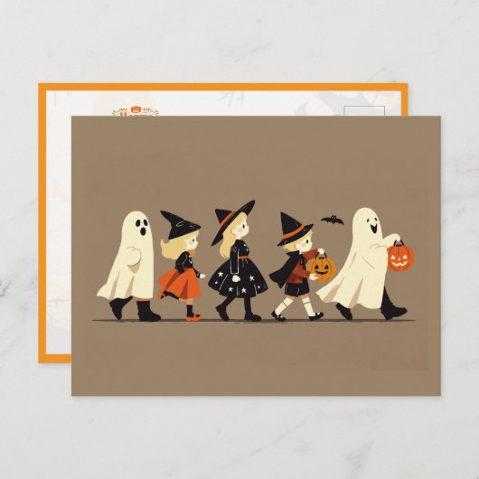 Kindertrick oder Behandlung zu Halloween Postkarte (Vorne/Hinten)