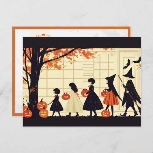 Kindertrick oder Behandlung zu Halloween Postkarte (Vorne/Hinten)