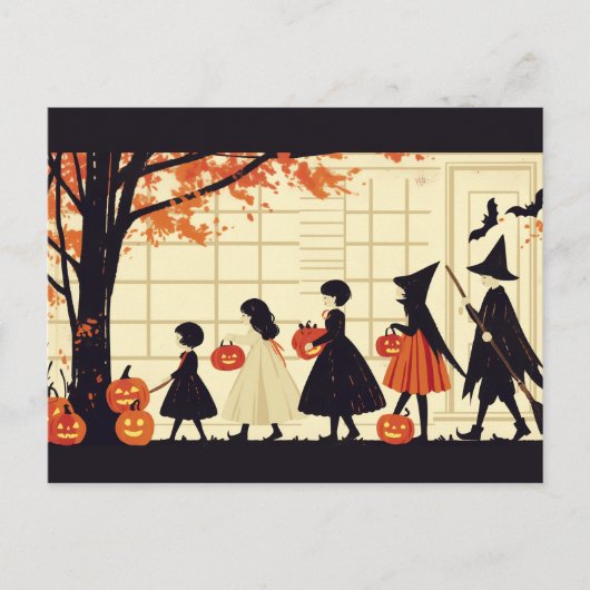 Kindertrick oder Behandlung zu Halloween Postkarte (Vorderseite)