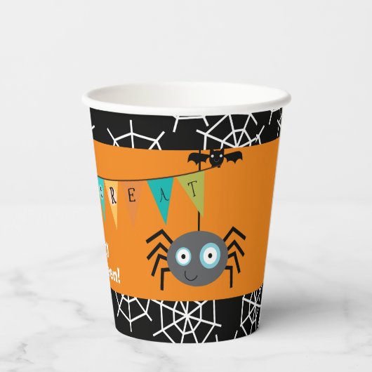 Kindertrick oder Treat Spione Halloween Pappbecher (Rückseite)