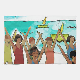 Kinderübung am Strand Küchentuch