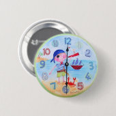 Kinderuhr-Art-Knopf - 'der Pirat " Button (Vorne & Hinten)
