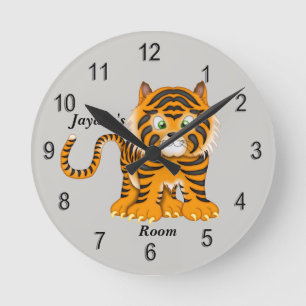 Kinderuhr Niedlicher Baby Tiger Runde Wanduhr
