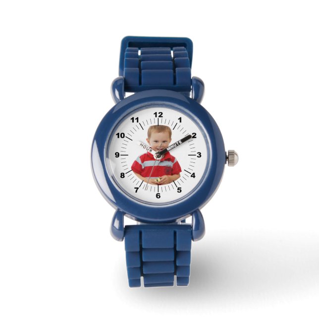 Kinderuhr - Personalisiert - blau Armbanduhr (Vorderseite)