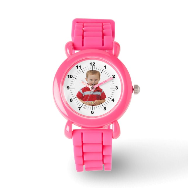 Kinderuhr - Personalisiert - rosa Armbanduhr (Vorderseite)