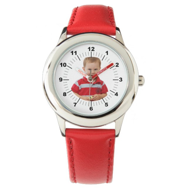 Kinderuhr - Personalisiert - Rotes Herz Armbanduhr (Vorderseite)