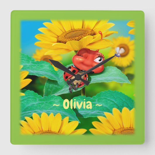 Kinderuhr Quadratische Wanduhr (Vorderseite)