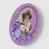 Kinderuhr, Viktorianische Lila Blume Große Wanduhr (Winkel)