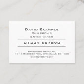 Kinderunterhalter mit Foto des Inhabers Visitenkarte (Rückseite)