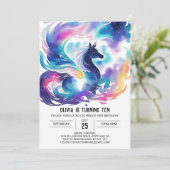 Kinderverzaubertes Pferd zum Geburtstag Einladung (Stehend Vorderseite)