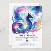 Kinderverzaubertes Pferd zum Geburtstag Einladung (Vorne/Hinten)