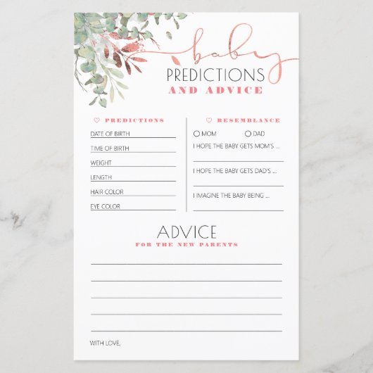 Kindervoraussagen und Ratschläge Kinderduschkarte (Vorderseite)