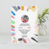 Kindervorschule für moderne Abschlüsse Einladung (Stehend Vorderseite)