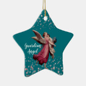 Kinderwächter Angel in Blue Christmas Theme Star Keramik Ornament (Rechts)
