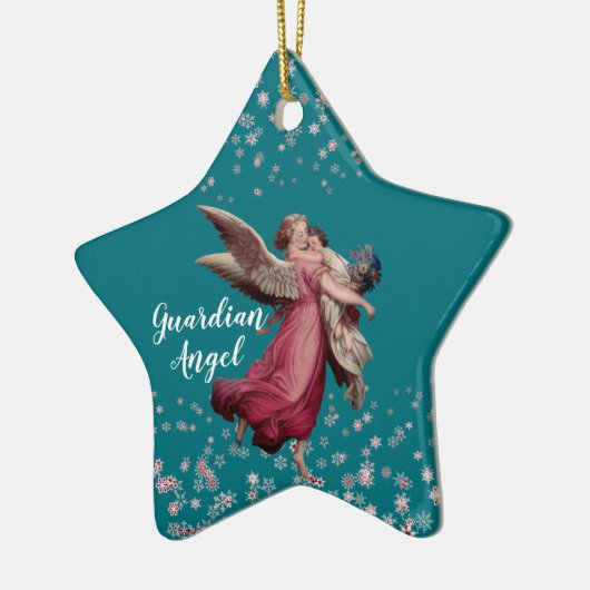 Kinderwächter Angel in Blue Christmas Theme Star Keramik Ornament (Links)