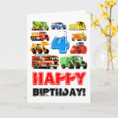 Kinderwagen 4. Geburtstag Karte (Gelbe Blume)