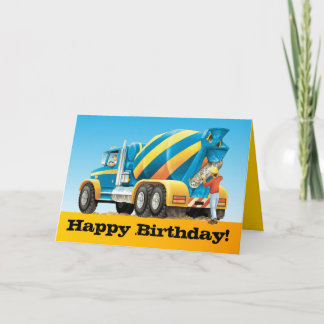 Kinderwagen aus Beton Truck Happy Birthday Karte